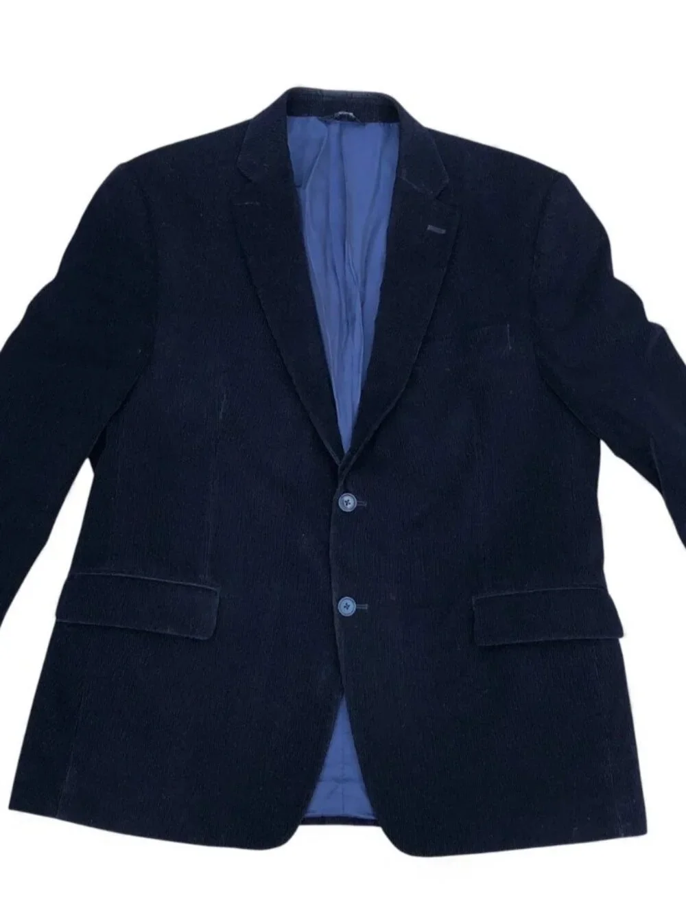 APT 9 Corduroy Blazer Jacket Men's 44S Blue Long Sleeve Button